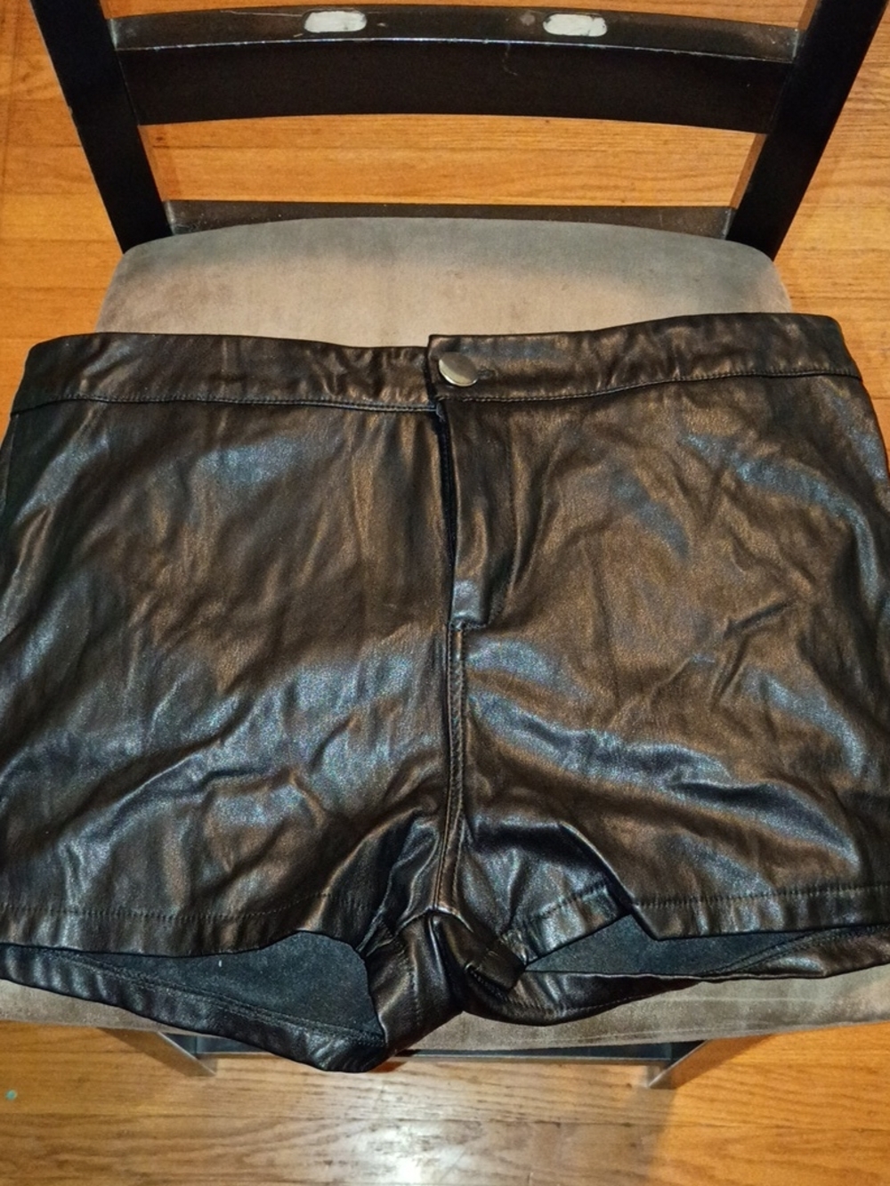 Amazon Black Faux Leather High Waist Women's Shorts